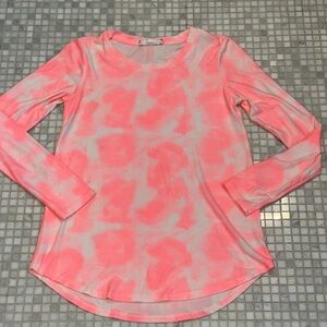 Pink Rose Neon Pink Long Sleeve Tie-Dye Shirt